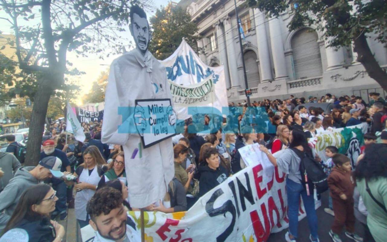 En el centro de La Plata: la comunidad universitaria de la UNLP y otra movilizaci�n en reclamo del financiamiento