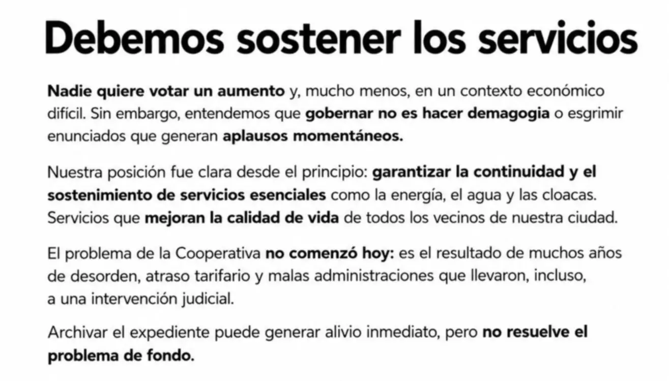 Comunicado del bloque oficialista: �Debemos sostener los servicios�