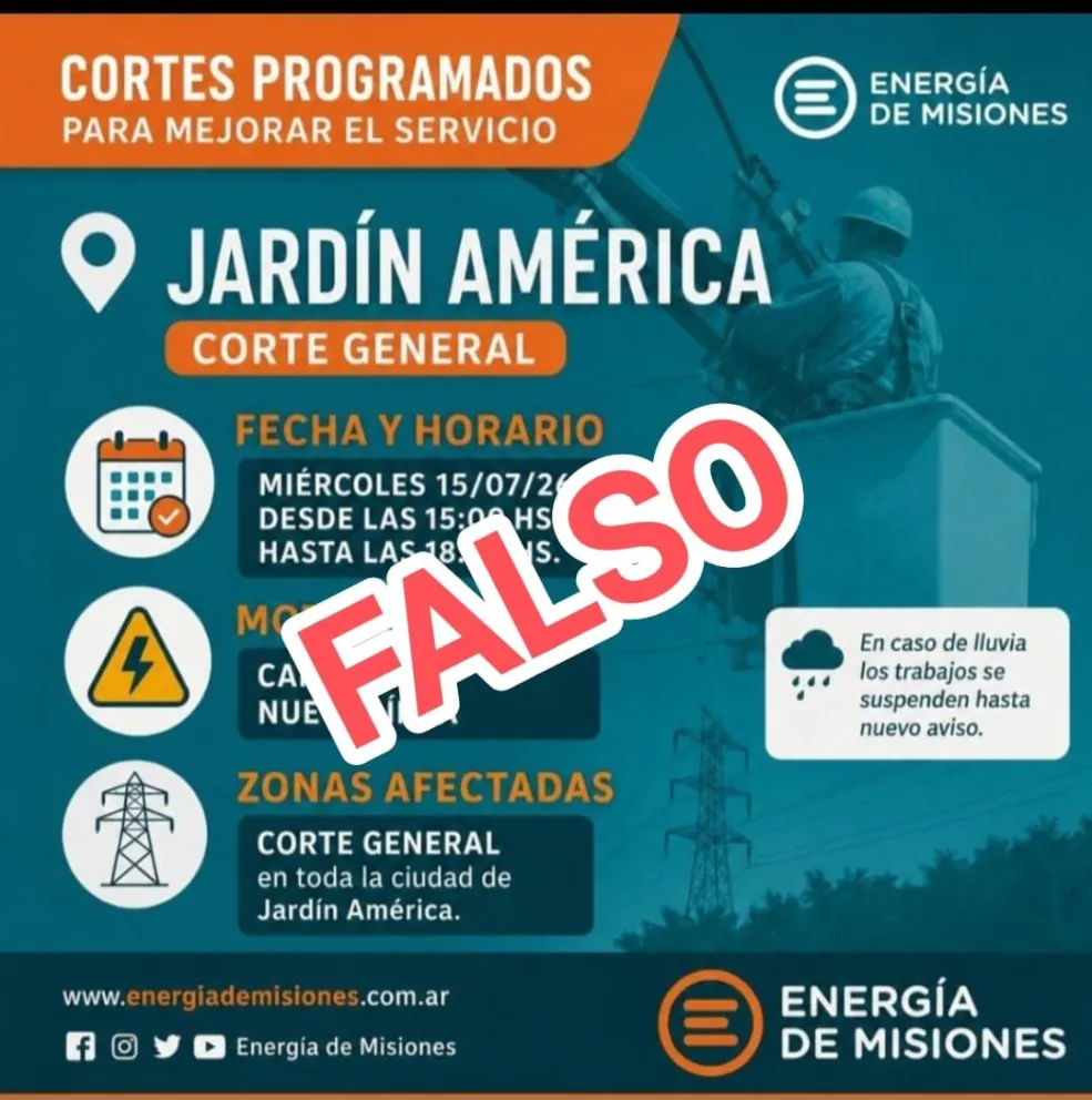 Energ�a de Misiones alert� sobre la difusi�n de comunicados falsos que utilizan su identidad institucional
