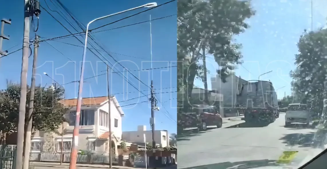 Un camin choc un poste y dej sin luz a todo un barrio de Capitn Bermdez